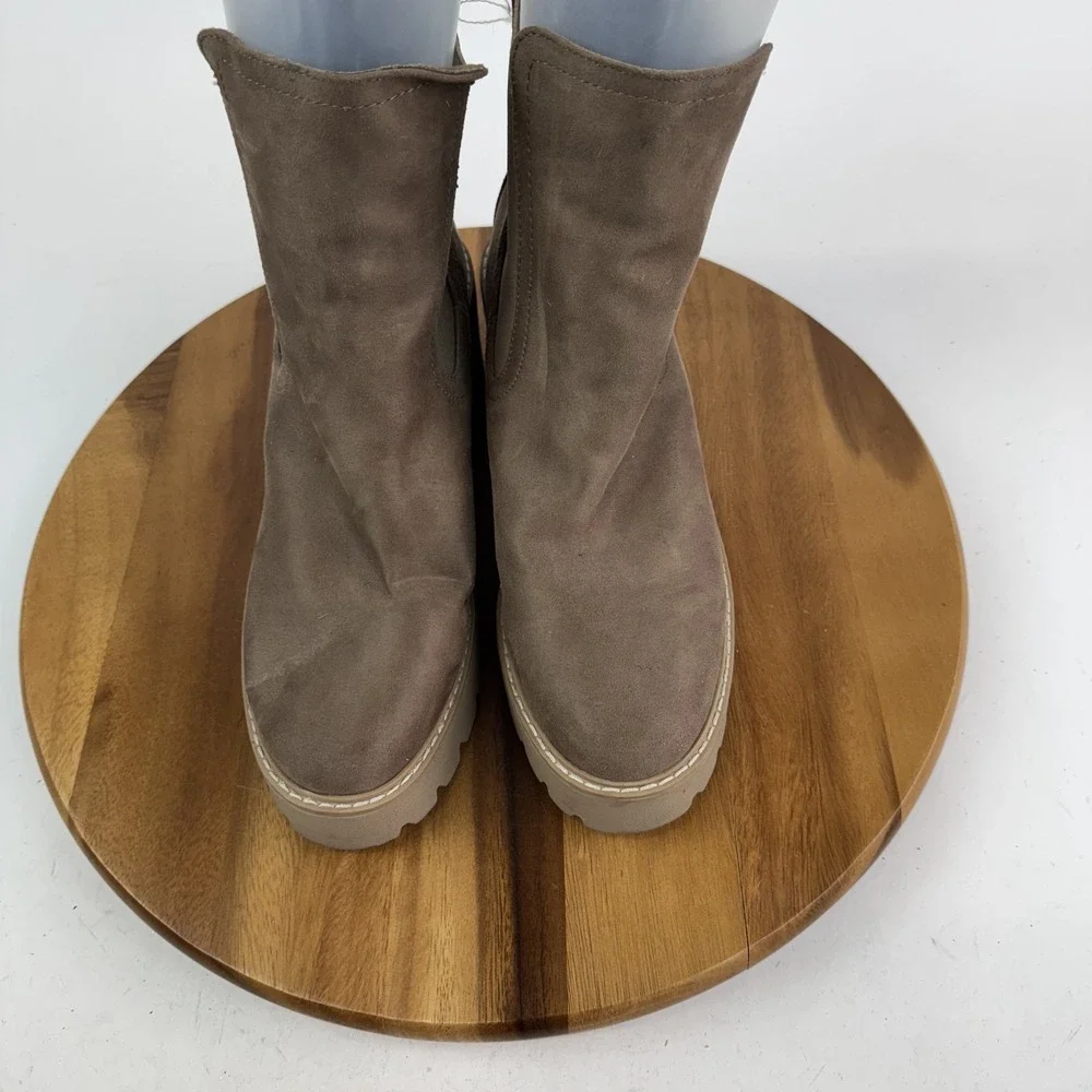 Womens Dolce Vita Tobias Brown Platform Lug Sole Heeled Chelsea Boots Size 11 M‎